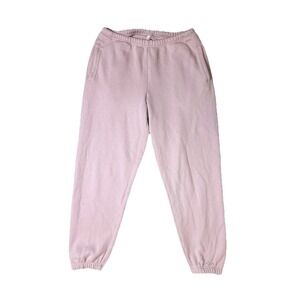 SKIMS Women's LARGE Dusk Light Pink Cotton Fleece Joggers Sweatpants